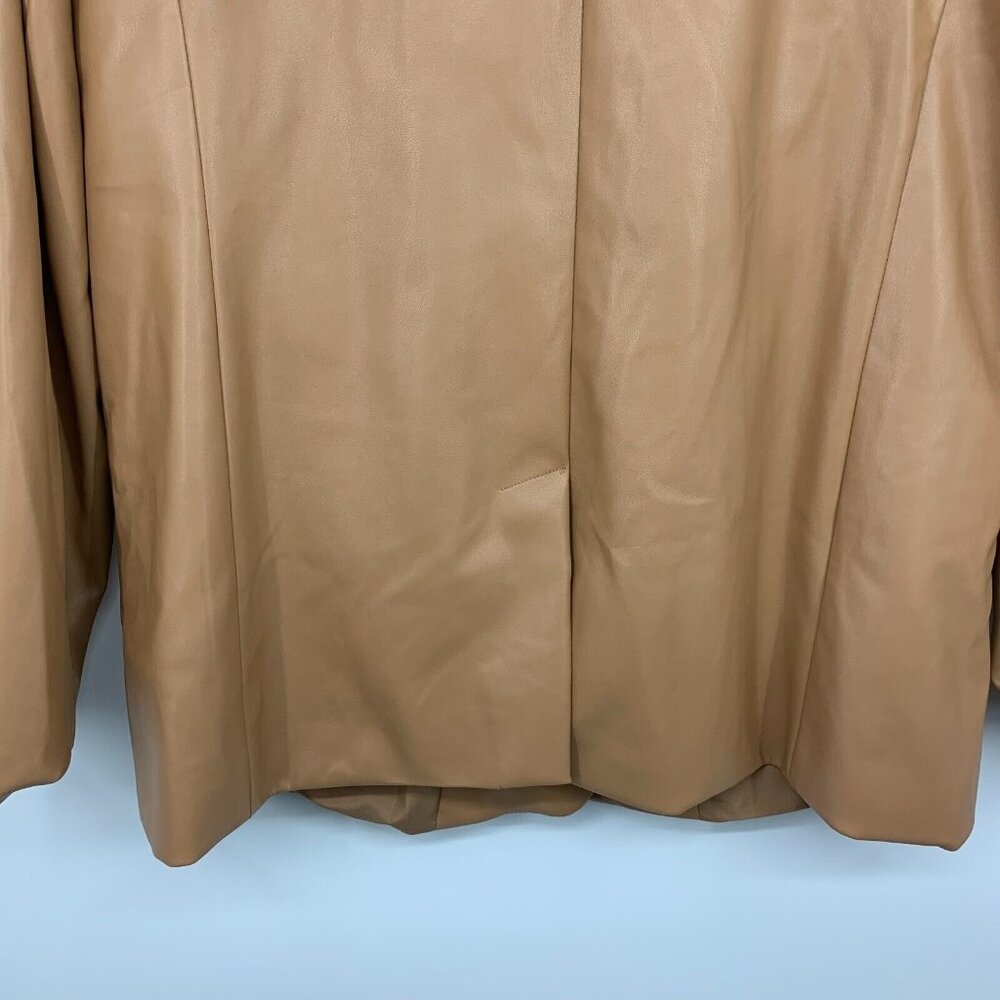 A New Day Blazer Faux Leather Brown Relaxed Fit Jacket NWT - Picture 11 of 11